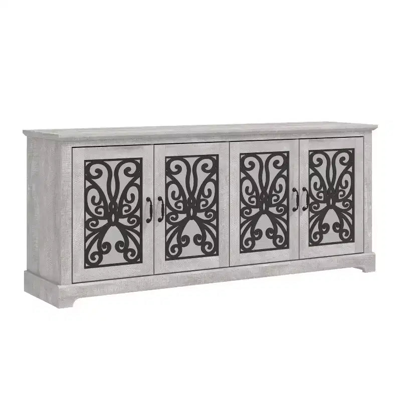 GALANO Porta TV tradizionale con ante a specchio e ripiani regolabili 68,2 L x 17,2 P x 29,3 H
