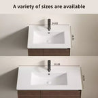 Lavabo da bagno JVNOXK 24 pollici, lavabo da bagno in ceramica con foro troppopieno, senza scarico, comodo per riporre oggetti personali, bianco brillante