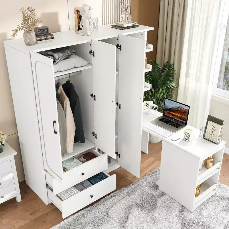 Armadio multifunzionale in legno GDFStudio Phyllis con scrivania trasformabile