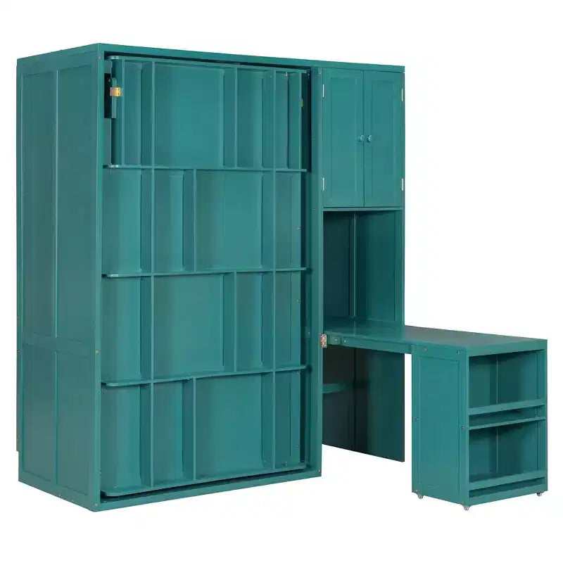 Letto a scomparsa Luxystar Twin Size con scrivania, armadietto e libreria