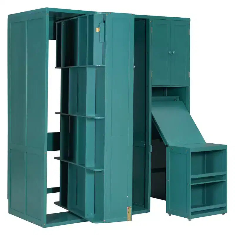 Letto a scomparsa Luxystar Twin Size con scrivania, armadietto e libreria