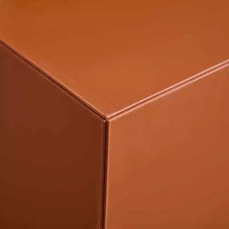 GDFStudio Verdan Set di 2 Tavolini da Accento Rettangolari Moderni in Pelle Selletta e Legno