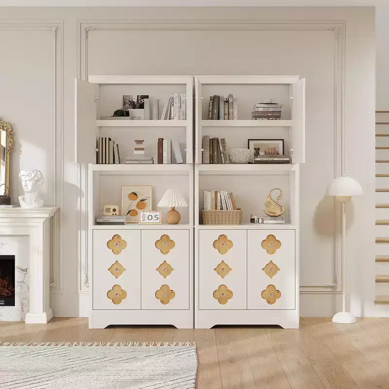 Mobile dispensa da cucina, armadio contenitore alto 182 cm con piano di lavoro, credenza indipendente in legno con anta intagliata e maniglia in cristallo, per sala da pranzo