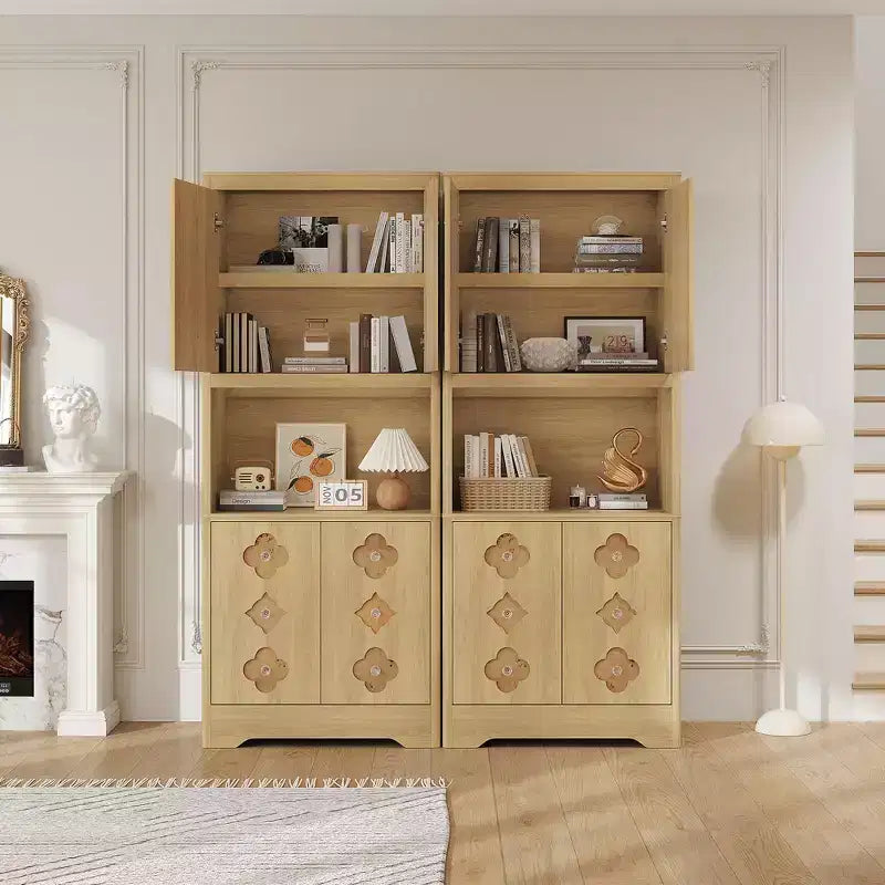 Mobile dispensa da cucina, armadio contenitore alto 182 cm con piano di lavoro, credenza indipendente in legno con anta intagliata e maniglia in cristallo, per sala da pranzo