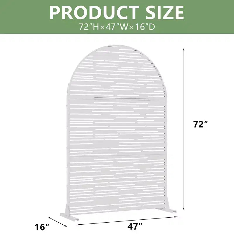 Dovelina, 72 ore x 47 larghezza, pannelli frangivista in metallo ad arco da esterno, recinzione autoportante, colore bianco/marrone per giardino, patio, ponte, cortile