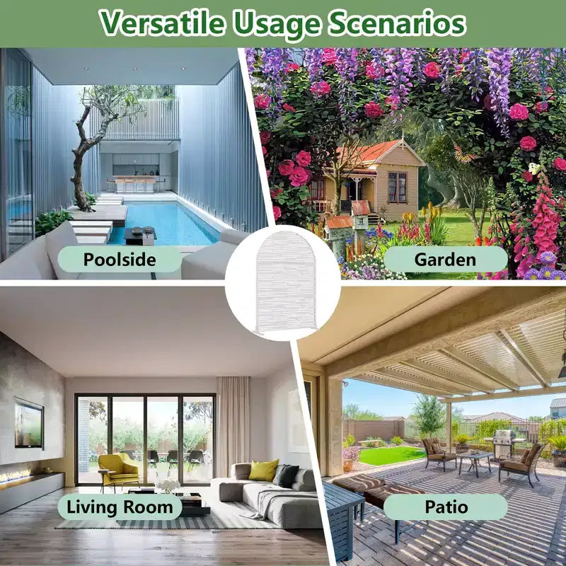 Dovelina, 72 ore x 47 larghezza, pannelli frangivista in metallo ad arco da esterno, recinzione autoportante, colore bianco/marrone per giardino, patio, ponte, cortile