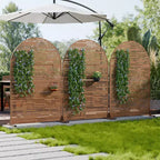 Dovelina, 72 ore x 47 larghezza, pannelli frangivista in metallo ad arco da esterno, recinzione autoportante, colore bianco/marrone per giardino, patio, ponte, cortile