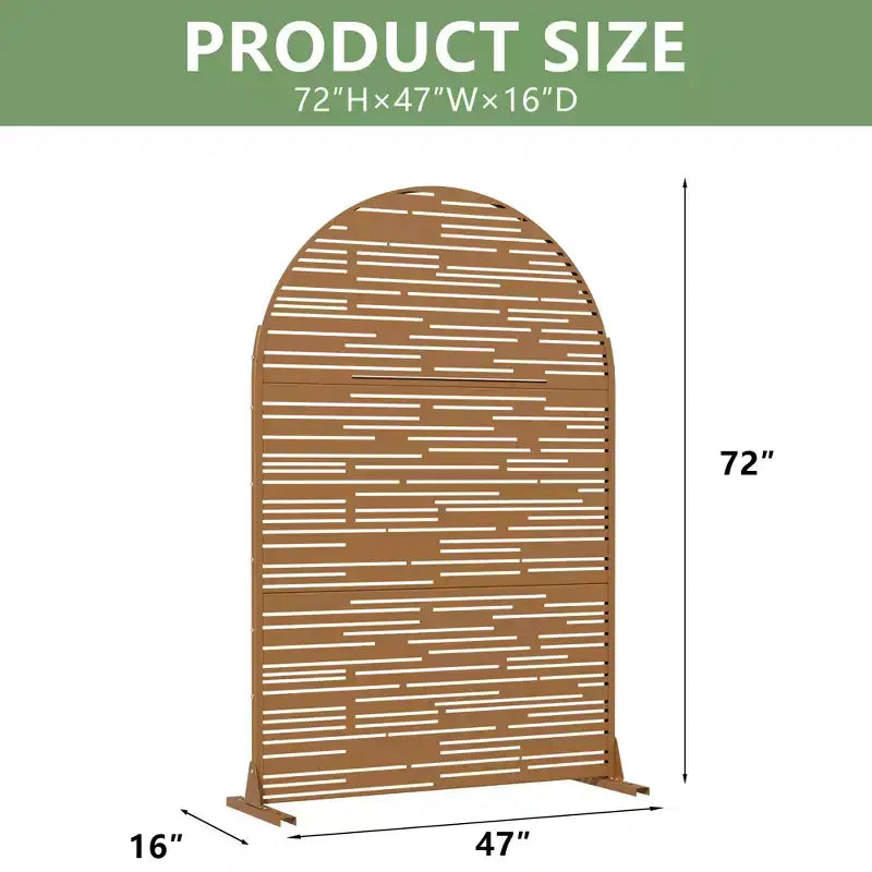 Dovelina, 72 ore x 47 larghezza, pannelli frangivista in metallo ad arco da esterno, recinzione autoportante, colore bianco/marrone per giardino, patio, ponte, cortile