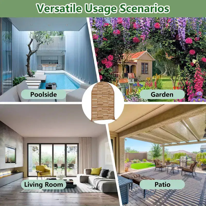 Dovelina, 72 ore x 47 larghezza, pannelli frangivista in metallo ad arco da esterno, recinzione autoportante, colore bianco/marrone per giardino, patio, ponte, cortile
