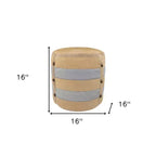 HomeRoots Pouf-Ottoman Cilindrico a Righe in Cotone Tan 16