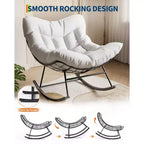 Sedia a dondolo oversize da patio, Robusto telaio in metallo, Rattan intrecciato a mano, Dondolo a uovo in rattan da patio, per Balcone, Cortile, Portico, Camera da letto