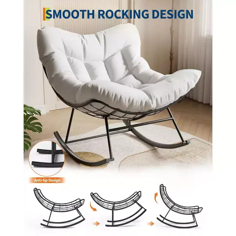 Sedia a dondolo oversize da patio, Robusto telaio in metallo, Rattan intrecciato a mano, Dondolo a uovo in rattan da patio, per Balcone, Cortile, Portico, Camera da letto