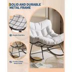 Sedia a dondolo oversize da patio, Robusto telaio in metallo, Rattan intrecciato a mano, Dondolo a uovo in rattan da patio, per Balcone, Cortile, Portico, Camera da letto