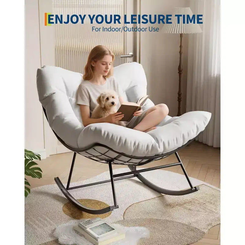 Sedia a dondolo oversize da patio, Robusto telaio in metallo, Rattan intrecciato a mano, Dondolo a uovo in rattan da patio, per Balcone, Cortile, Portico, Camera da letto