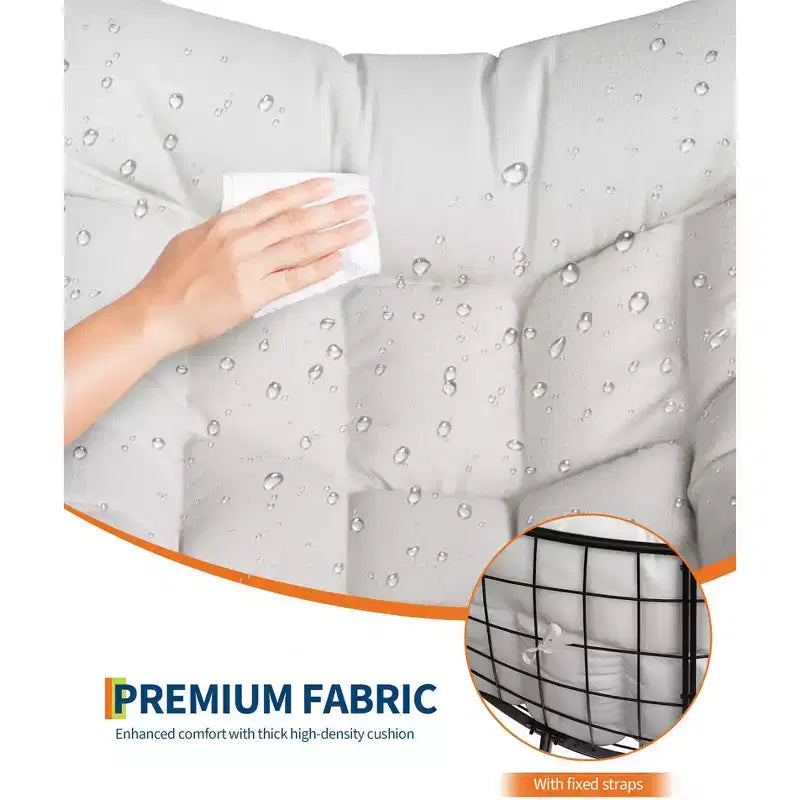 Sedia a dondolo oversize da patio, Robusto telaio in metallo, Rattan intrecciato a mano, Dondolo a uovo in rattan da patio, per Balcone, Cortile, Portico, Camera da letto