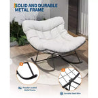 Sedia a dondolo oversize da patio, Robusto telaio in metallo, Rattan intrecciato a mano, Dondolo a uovo in rattan da patio, per Balcone, Cortile, Portico, Camera da letto