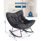 Sedia a dondolo oversize da patio, Robusto telaio in metallo, Rattan intrecciato a mano, Dondolo a uovo in rattan da patio, per Balcone, Cortile, Portico, Camera da letto