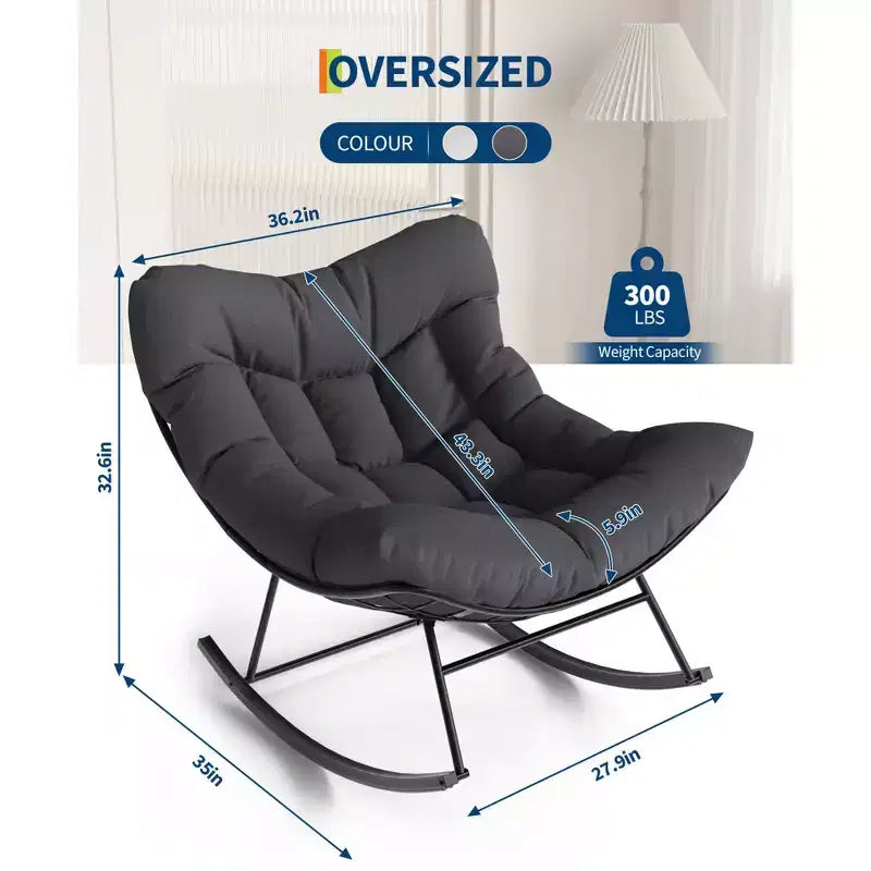 Sedia a dondolo oversize da patio, Robusto telaio in metallo, Rattan intrecciato a mano, Dondolo a uovo in rattan da patio, per Balcone, Cortile, Portico, Camera da letto