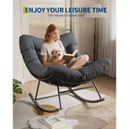 Sedia a dondolo oversize da patio, Robusto telaio in metallo, Rattan intrecciato a mano, Dondolo a uovo in rattan da patio, per Balcone, Cortile, Portico, Camera da letto