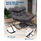 Sedia a dondolo oversize da patio, Robusto telaio in metallo, Rattan intrecciato a mano, Dondolo a uovo in rattan da patio, per Balcone, Cortile, Portico, Camera da letto