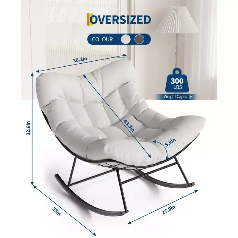 Sedia a dondolo oversize da patio, Robusto telaio in metallo, Rattan intrecciato a mano, Dondolo a uovo in rattan da patio, per Balcone, Cortile, Portico, Camera da letto
