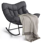 Oversized Rocking Patio Chair, Sturdy Metal Frame, Handwoven Rattan, Patio Rattan Egg Rocker, for Balcony, Backyard, Porch, Bedroom