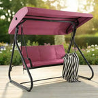Dondolo Trasformabile a 3 Posti per Esterni, Tettuccio Regolabile, Telaio in Metallo Resistente, Capacità di Carico 340 kg, Cuscini Rimovibili, per Patio, Giardino