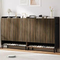Shoe Cabinet, Shoe Storage Cabinet  6-Tier Large Organizer with 3 Doors & Hooks, 2-Pack Brown Entryway Storage for Hallway, Living Room