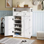 Scarpiera, Scarpiera Contenitore Design Stretto Modern Farmhouse con Cassetti e Ripiani Regolabili, Organizzatore Autoportante per Ingresso