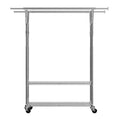 VEVOR Clothes Rack, Rolling Clothing Garment Rack with 2 Hanging Rods and 2 Storage Shelves, 264 lbs Load Capacity, Silver