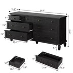 Cassettiera vintage a 8 cassetti, mobile TV da 59 pollici per camera da letto con maniglie intagliate, gambe coniche in legno, cassettiera in legno di grande capacità