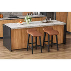 Sgabelli da bar con altezza bancone di 26,2 pollici, set da 2. Struttura in legno con seduta ampia imbottita in pelle PU. Sgabelli da bar per isola cucina
