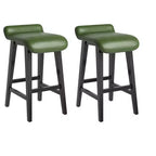 Sgabelli da bar con altezza bancone di 26,2 pollici, set da 2. Struttura in legno con seduta ampia imbottita in pelle PU. Sgabelli da bar per isola cucina