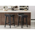 Sgabelli da bar con altezza bancone di 26,2 pollici, set da 2. Struttura in legno con seduta ampia imbottita in pelle PU. Sgabelli da bar per isola cucina