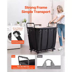 VEVOR Carrello Portabiancheria, Carrello Pieghevole Portaspesa con Fodera Impermeabile e Ruote Girevoli, Capacità di Carico Elevata di 118 kg, Cesto Portaspesa Resistente, Nero
