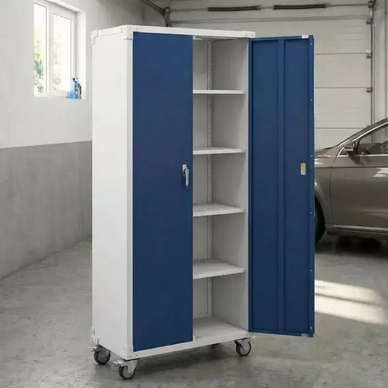 Garvee 71.7 Metal Rolling Cabinet, Heavy Duty Tall Cabinet with Adjustable Shelves for Garage, Office