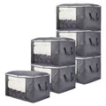 6-Pack Foldable Clear Window Clothes Storage Bags, Non-Woven Large Capacity with Handles, Two-Way Zippers Bedroom Closet Organizers