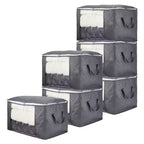 6-Pack Foldable Clear Window Clothes Storage Bags, Non-Woven Large Capacity with Handles, Two-Way Zippers Bedroom Closet Organizers