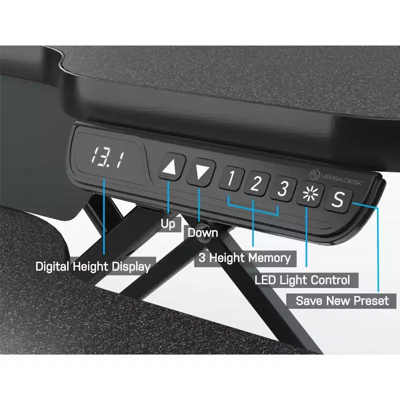 VersaDesk PowerPro Elite 40 Convertitore di Scrivania Elettrico Regolabile in Altezza e Porta USB Nero