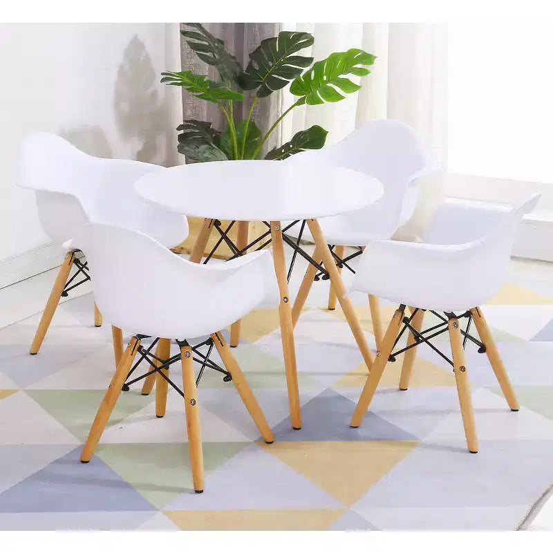 Set Tavolo e 4 Sedie per Bambini Costway Struttura Solida 5 PEZZI Tavolo da Pranzo per Bambini Bianco