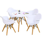 Set Tavolo e 4 Sedie per Bambini Costway Struttura Solida 5 PEZZI Tavolo da Pranzo per Bambini Bianco