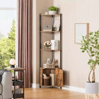 Scaffale angolare a 5 ripiani - Organizer per riporre oggetti in metallo e legno alto 127 cm per cucina, soggiorno, camera da letto, bagno e ufficio