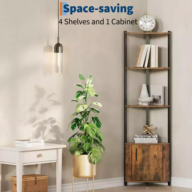 Scaffale angolare a 5 ripiani - Organizer per riporre oggetti in metallo e legno alto 127 cm per cucina, soggiorno, camera da letto, bagno e ufficio