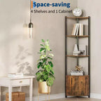 Scaffale angolare a 5 ripiani - Organizer per riporre oggetti in metallo e legno alto 127 cm per cucina, soggiorno, camera da letto, bagno e ufficio