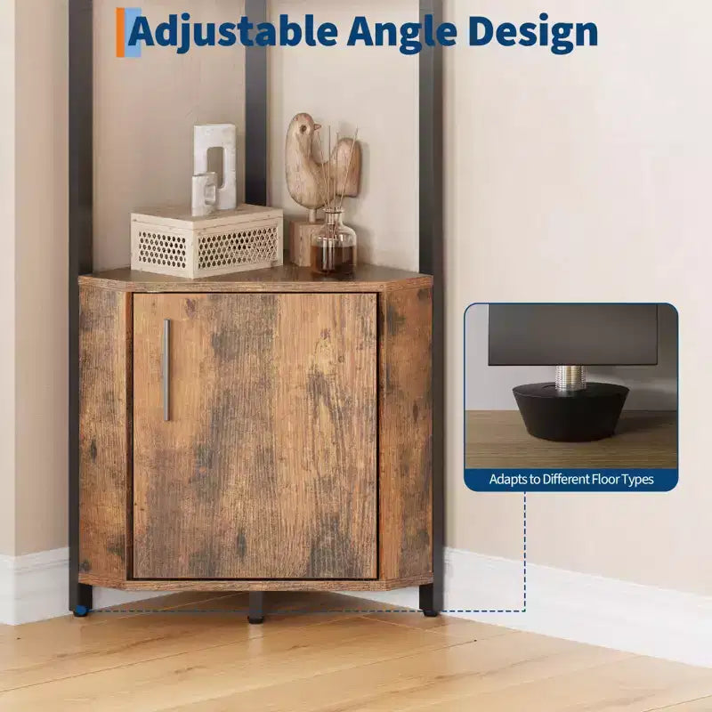Scaffale angolare a 5 ripiani - Organizer per riporre oggetti in metallo e legno alto 127 cm per cucina, soggiorno, camera da letto, bagno e ufficio