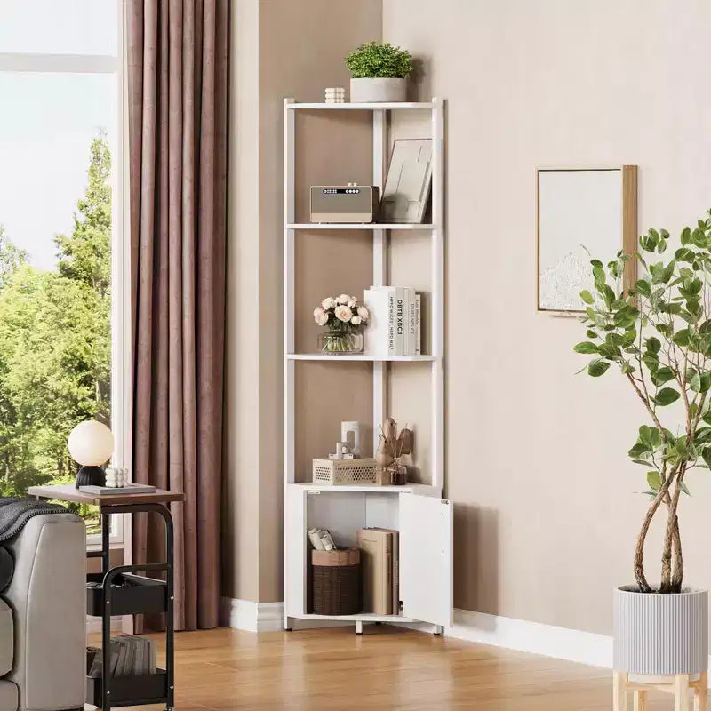 Scaffale angolare a 5 ripiani - Organizer per riporre oggetti in metallo e legno alto 127 cm per cucina, soggiorno, camera da letto, bagno e ufficio