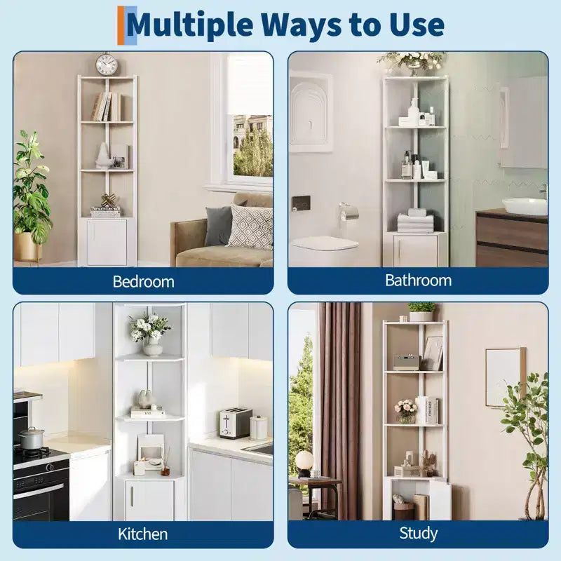 Scaffale angolare a 5 ripiani - Organizer per riporre oggetti in metallo e legno alto 127 cm per cucina, soggiorno, camera da letto, bagno e ufficio