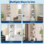 Scaffale angolare a 5 ripiani - Organizer per riporre oggetti in metallo e legno alto 127 cm per cucina, soggiorno, camera da letto, bagno e ufficio