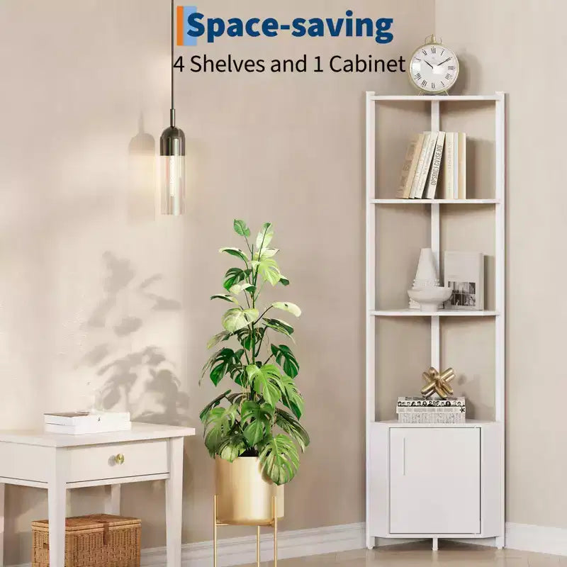 Scaffale angolare a 5 ripiani - Organizer per riporre oggetti in metallo e legno alto 127 cm per cucina, soggiorno, camera da letto, bagno e ufficio