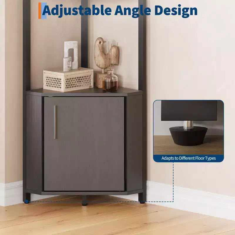 Scaffale angolare a 5 ripiani - Organizer per riporre oggetti in metallo e legno alto 127 cm per cucina, soggiorno, camera da letto, bagno e ufficio